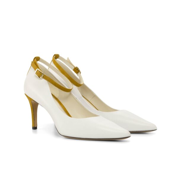 Harmonie 3 Inch Heels in Nappa White Suede and Sand