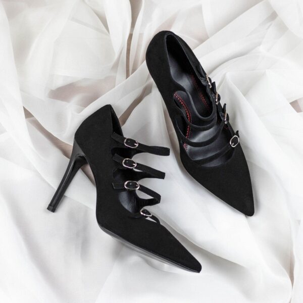 Melanie 100mm Heels in Black Suede