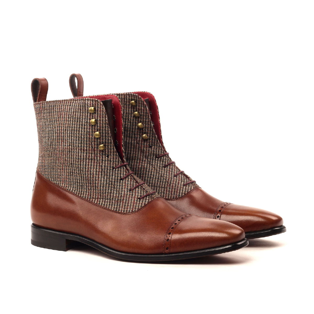 Men's Balmoral Boots in Tweed and Medium Brown Calf