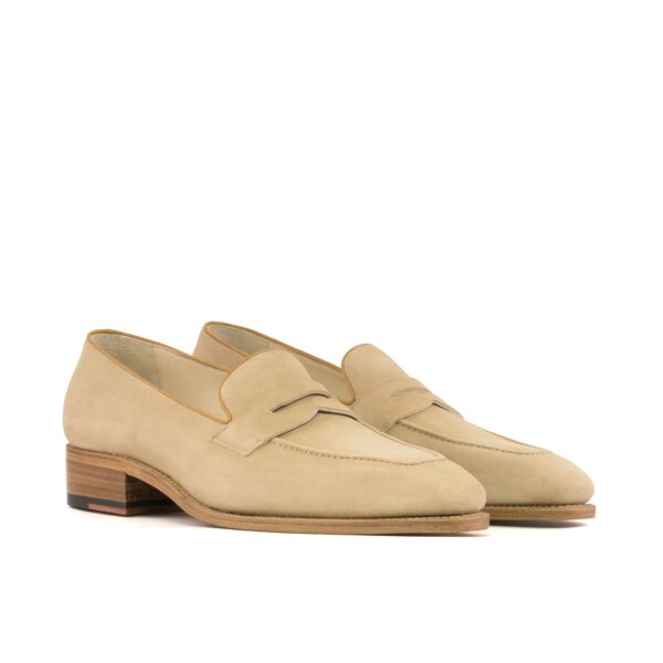 Men's Beige Camel and Cognac Suede Loafers with High Heel