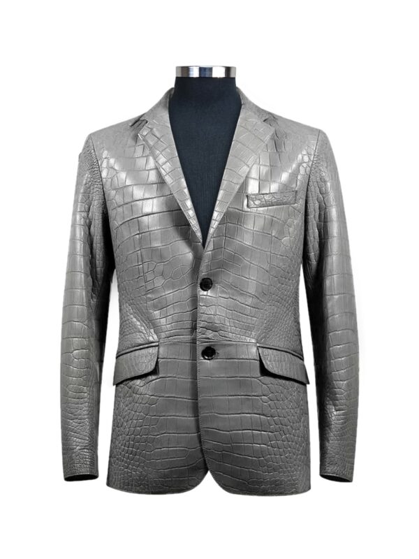 Men's Bespoke Grey Alligator Blazer