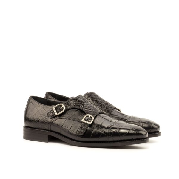 Men's Black Alligator Double Monk Strap