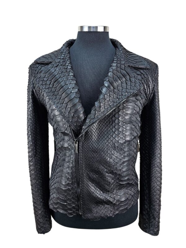 Men's Black Python Biker Jacket