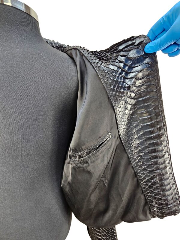 Men's Black Python Biker Jacket with Detachable Hood