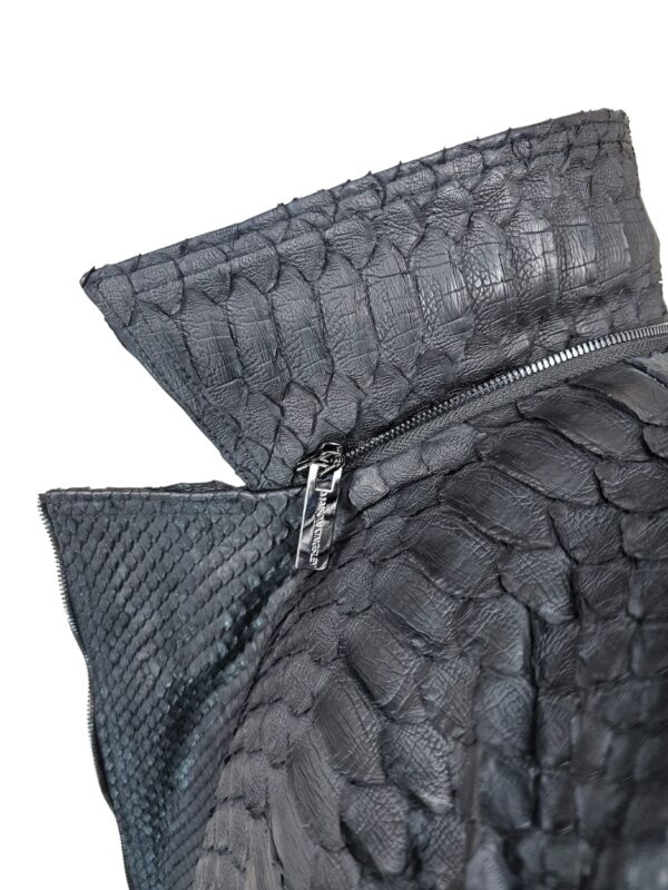 Men's Black Python Biker Jacket with Detachable Hood