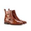 Men's Brown Alligator Double Monk Boots with Zipper