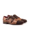 Men's Brown Calf and Suede Double Monk Strap