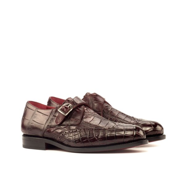 Men's Burgundy Alligator Single Monk Strap Wingtips