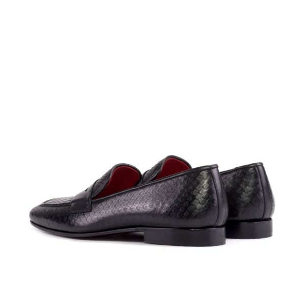 Men's Carré Black Python Smoking Slippers with Calf Mask