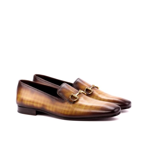 Men's Carré Smoking Slippers in Cognac and Wine Patina