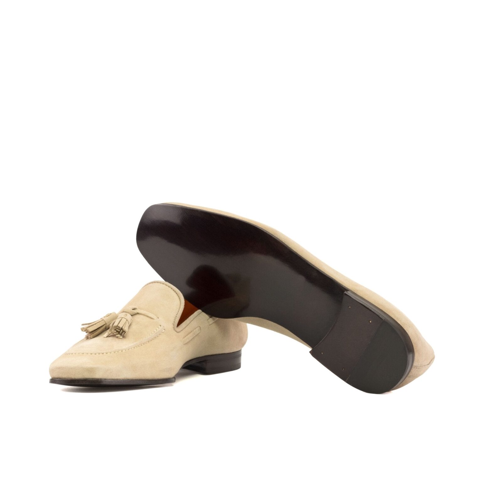 Men's Carré Smoking Slippers in Taupe Suede