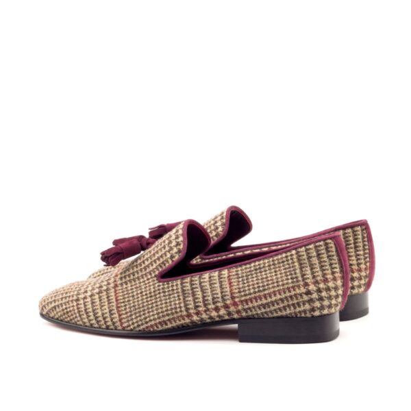 Men's Carré Tweed and Wine Smoking Slippers with Tassels