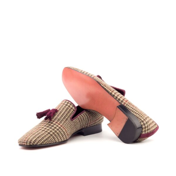 Men's Carré Tweed and Wine Smoking Slippers with Tassels