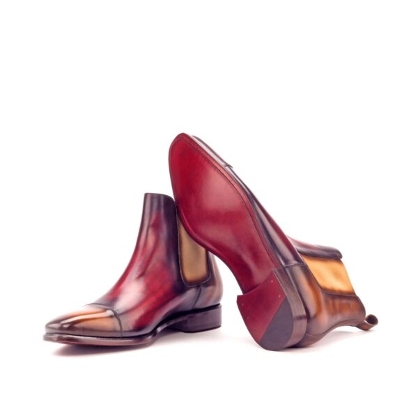 Men's Cognac and Burgundy Patina Chelsea Boots