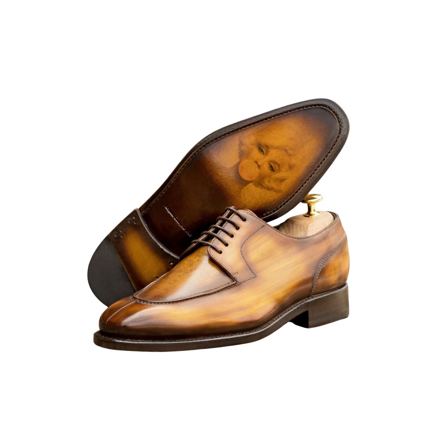 Men's Cognac Patina Split Toe Derby Marilyn Monroe Art Sole Edition