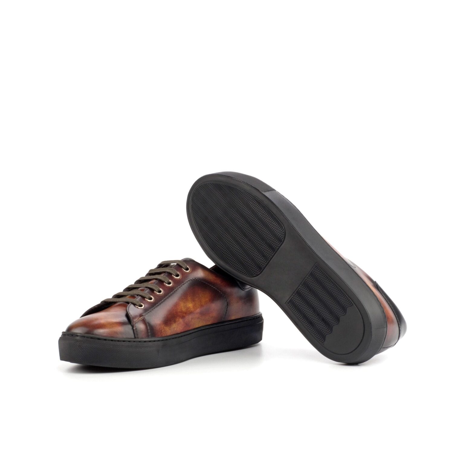 Men's Coupe-Bas Sneakers in Brown Patina Calf