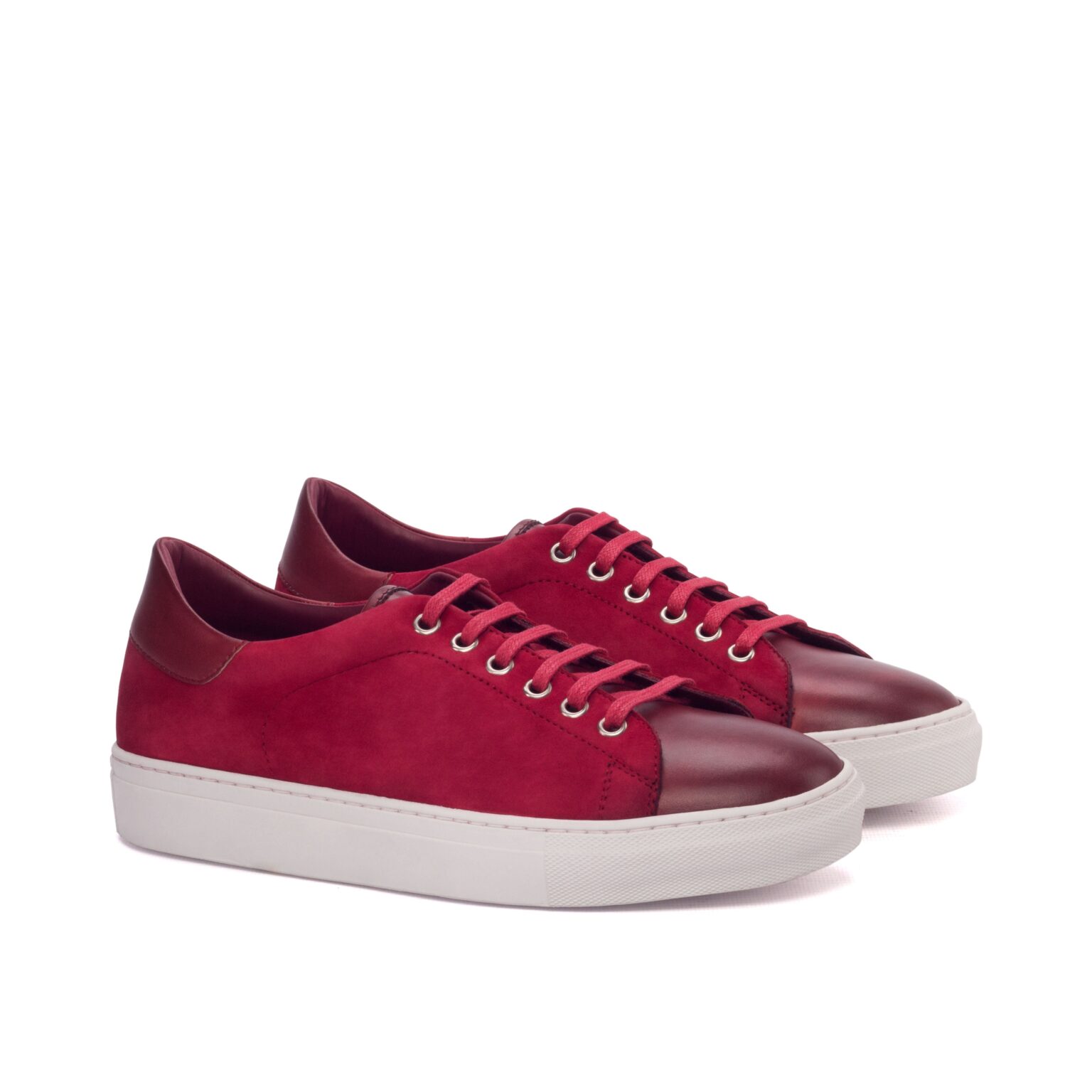 Men's Coupe-Bas Sneakers in Red Suede and Italian Calf