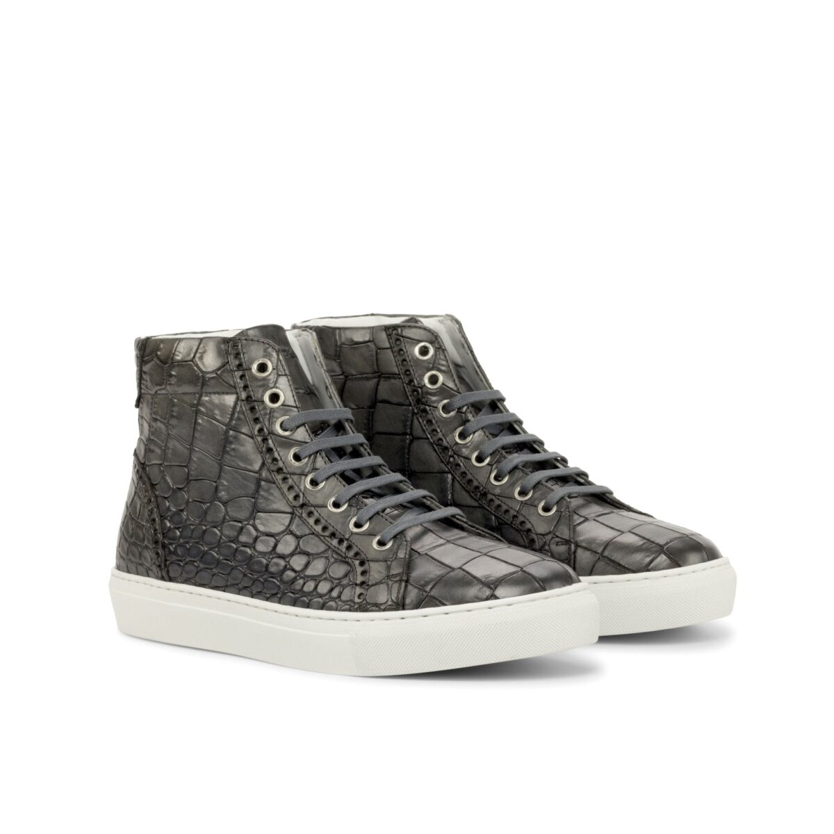 Men's Coupe-Haute Grey and White Croco Print Calf Leather