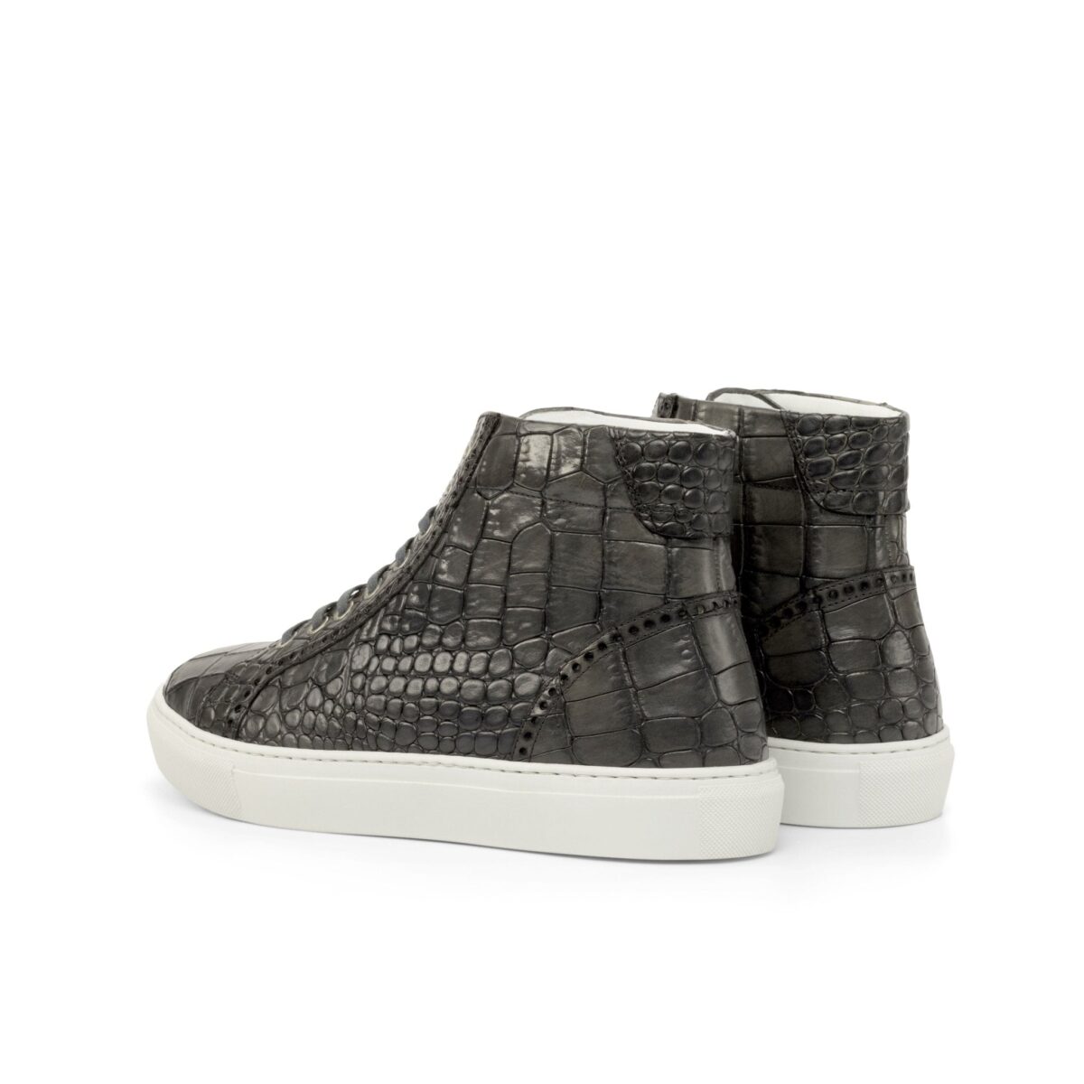 Men's Coupe-Haute Grey and White Croco Print Calf Leather