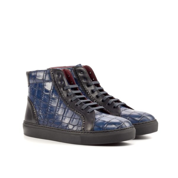 Men's Coupe-Haute Navy Croco Print and Black Calf