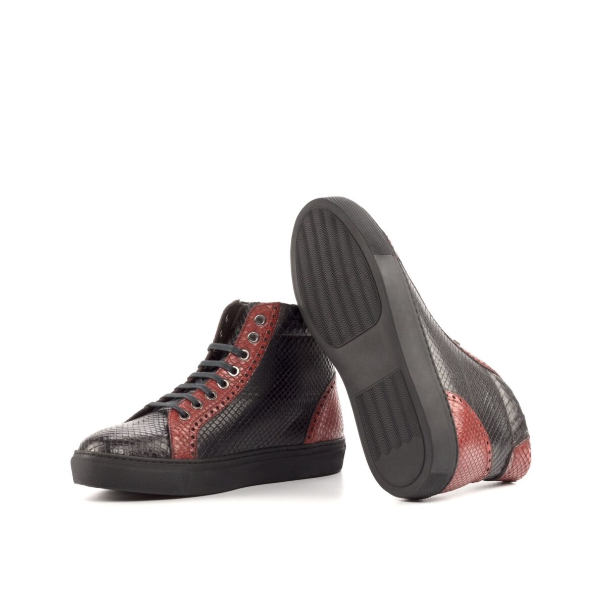 Men's Coupe-Haute Sneaker in Black and Red Python