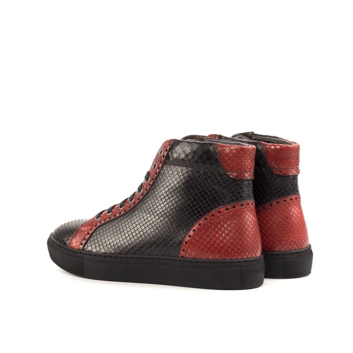 Men's Coupe-Haute Sneaker in Black and Red Python