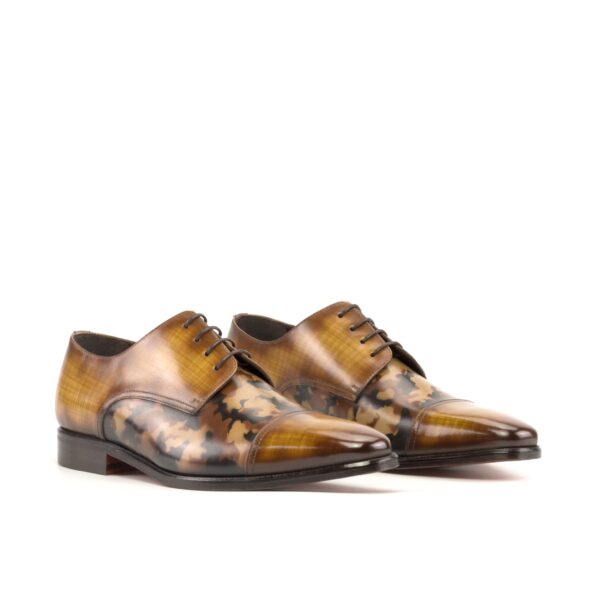 Men's Derbys in Cognac and Brown Camo Patina