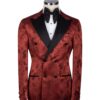 Men's Double Breasted Peak Lapel Two Piece Tuxedo in Dark Red with Splotch Pattern