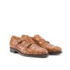 Men's Double Monk Strap Cognac Croco Print Calf