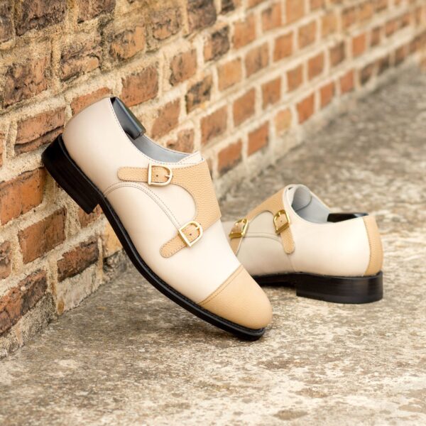 Men's Double Monk Strap in Fawn Full Grain and Nude Calf