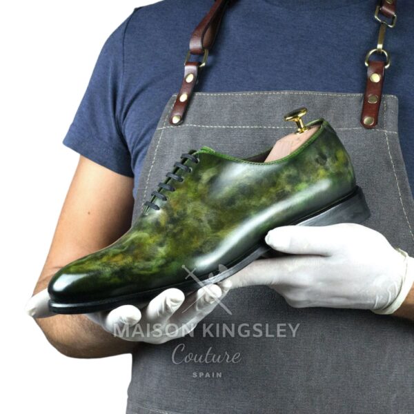 Men's Emerald and Marigold Depiction Wholecut Dress Shoes