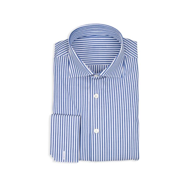 Men's French Cuff Striped Spread Collar Dress Shirt