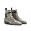 Men's Grey and Black Alligator Jodhpur Boots with High Heel