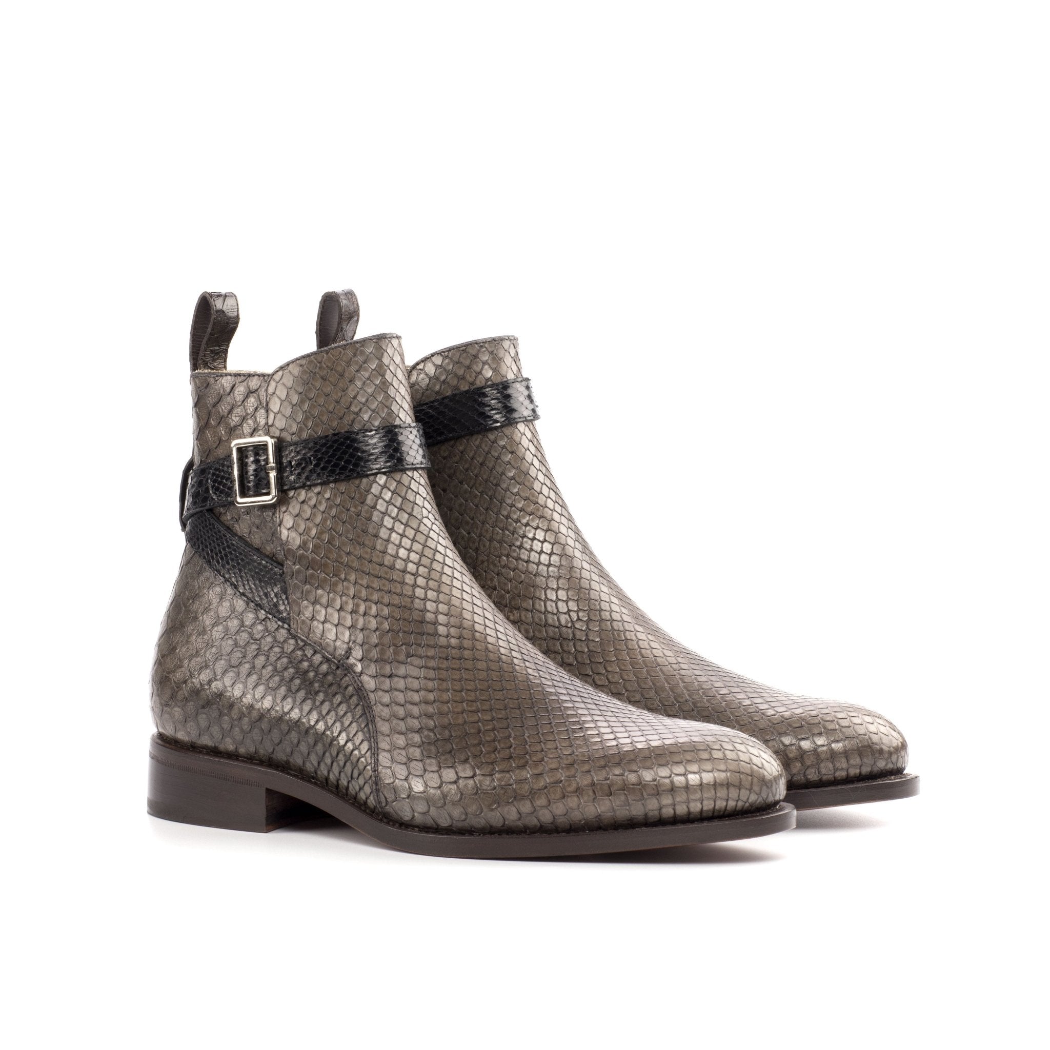 Men's Grey and Black Python Jodhpur Boots