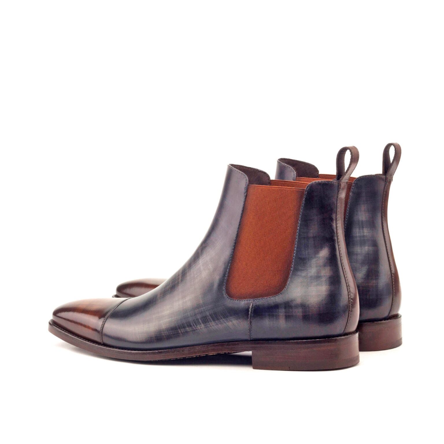 Men's Grey and Brown Patina Chelsea Boots