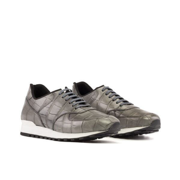 Men's Scarpa Jogging Sneaker in Grey Alligator with White Accents