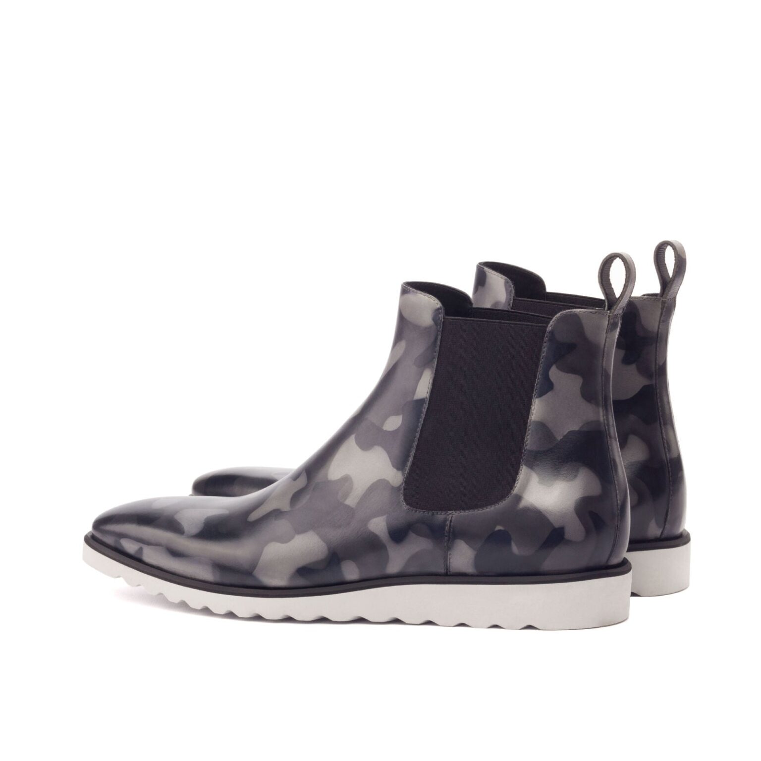 Men's Grey Camo Patina Chelsea Boots with Wedge Sole