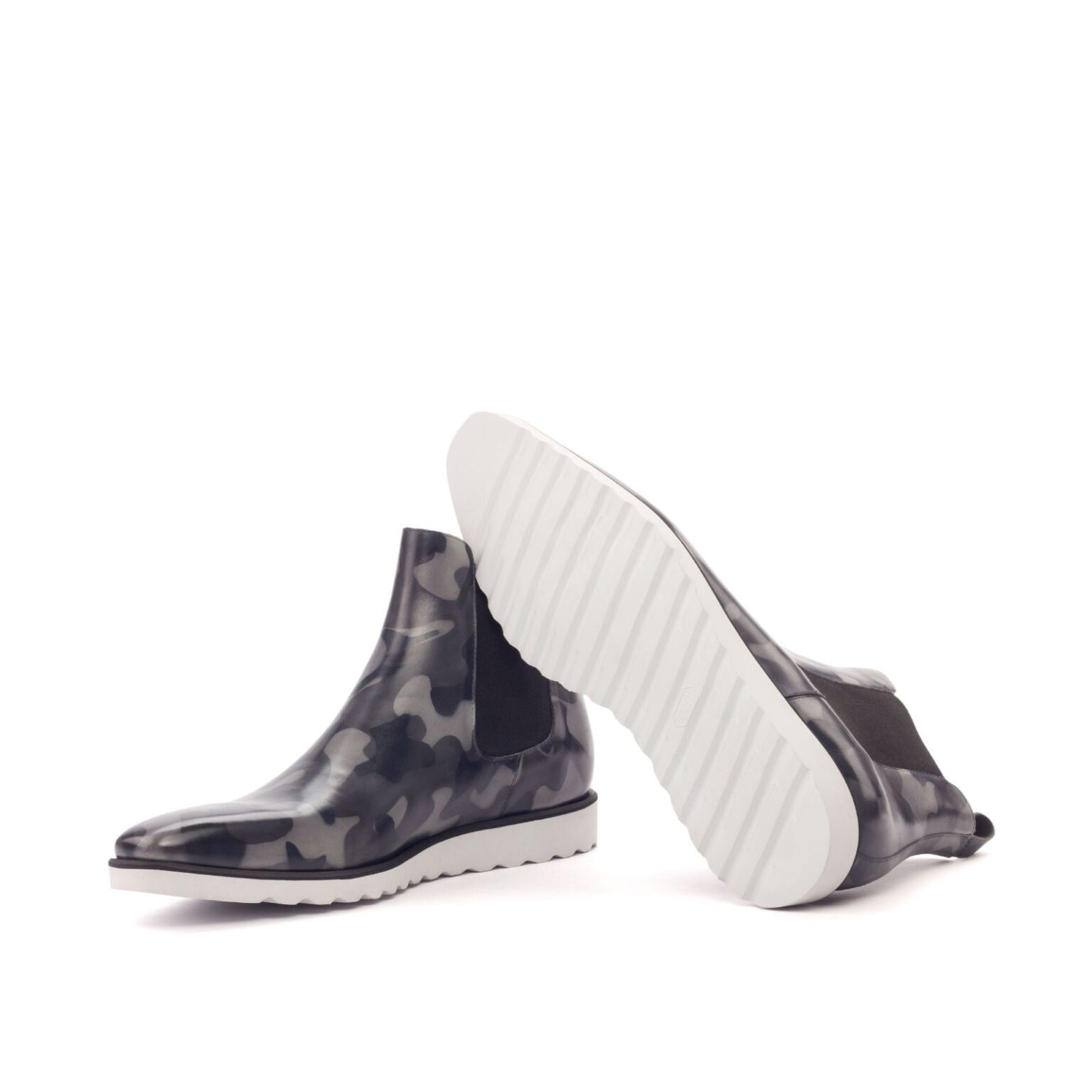 Men's Grey Camo Patina Chelsea Boots with Wedge Sole