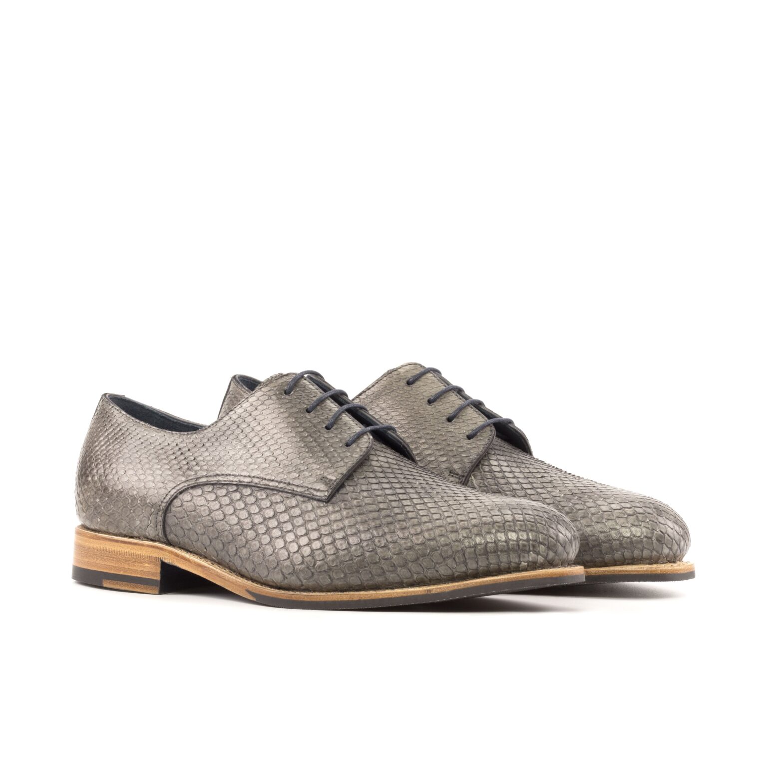 Men's Grey Python Derbys with Navy Calf Lining