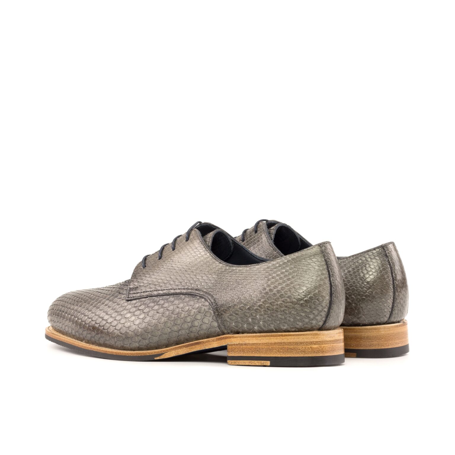 Men's Grey Python Derbys with Navy Calf Lining