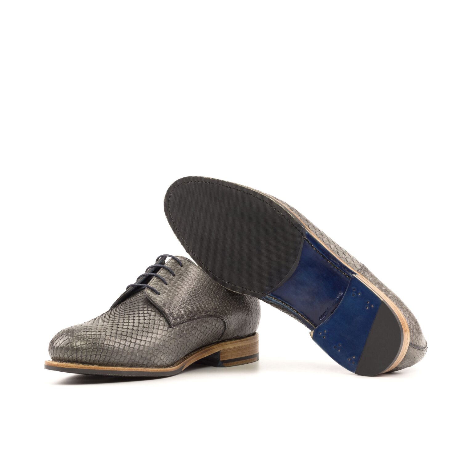 Men's Grey Python Derbys with Navy Calf Lining