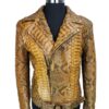 Men's Hendrix Light Brown Python Biker Jacket