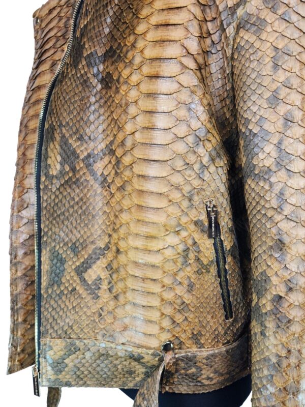 Men's Hendrix Light Brown Python Biker Jacket