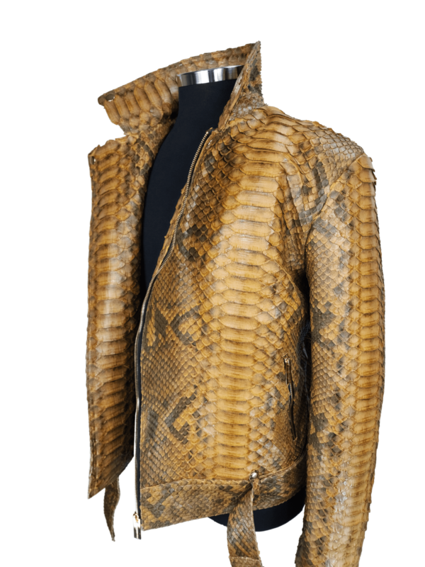 Men's Hendrix Light Brown Python Biker Jacket