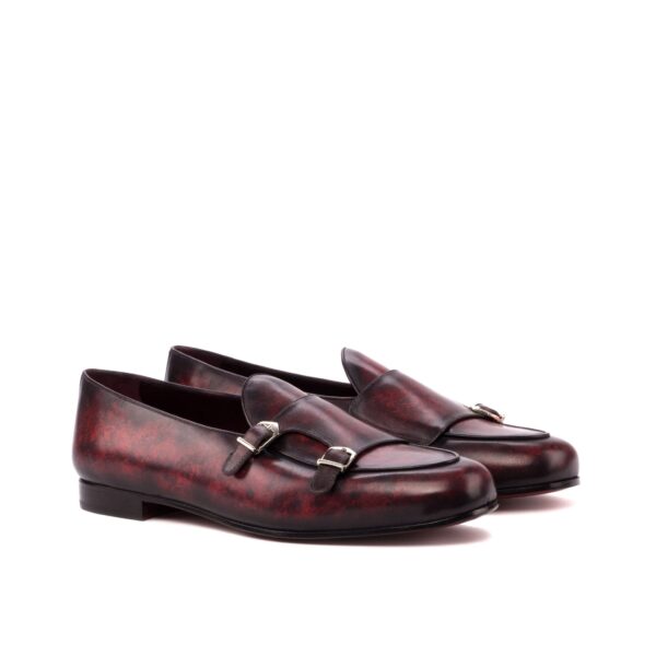 Men's Double Monk Slipper in Burgundy Patina