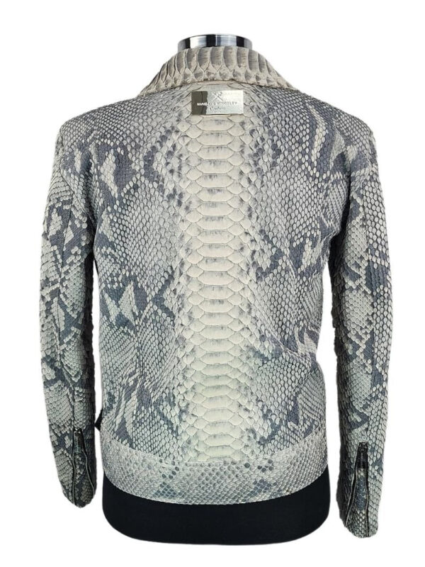 Men's Hendrix Natural Grey and White Python Biker Jacket