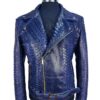 Men's Hendrix Navy Blue Python Biker Jacket