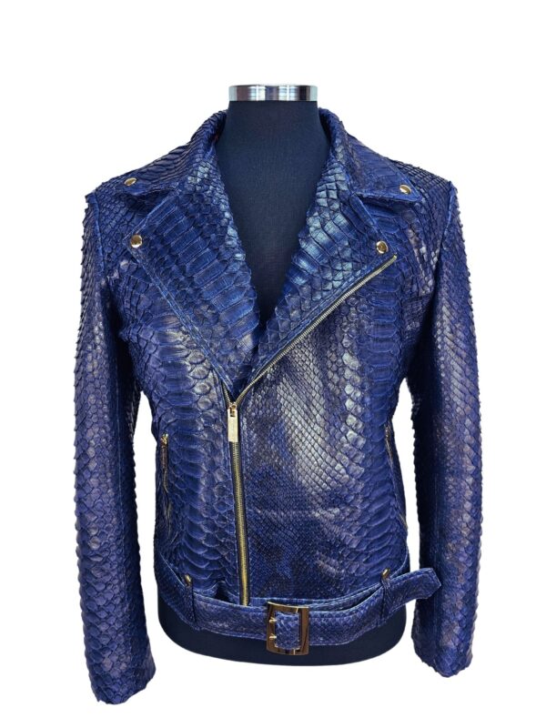 Men's Hendrix Navy Blue Python Biker Jacket