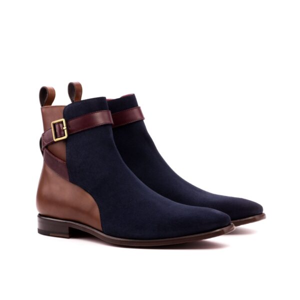 Men's Jodhpur Boots in Brown Burgundy and Navy Leather and Suede