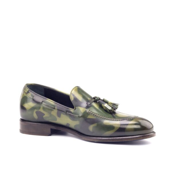 Men's Khaki Green Camo Patina Loafers with Tassels